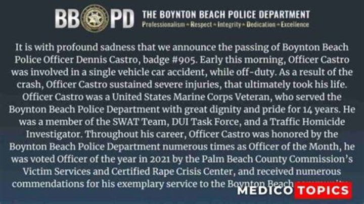 
How did Dennis Castro die? Boynton Beach police officer cause of death Explained 