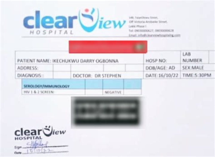 
“The Test Was Carried Out On 16th But Was Signed on 10th Of October” Reactions As IVD’s HIV Test Result Surfaces Online 
