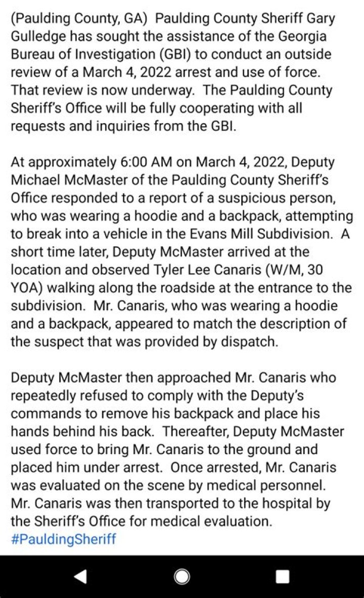 
Tyler Canaris Assaulted By Paulding County Sherriff- Is He In Hospital? Reddit Update 